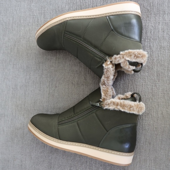 White Mountain Taurus Olive Faux Fur Zip Booties Size 11M NWOB Winter Ready Cozy - Picture 7 of 11